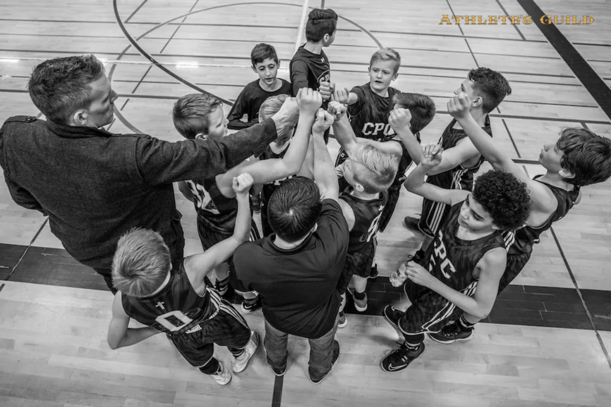 team doing winning cheers