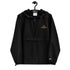 embroidered champion packable jacket black front