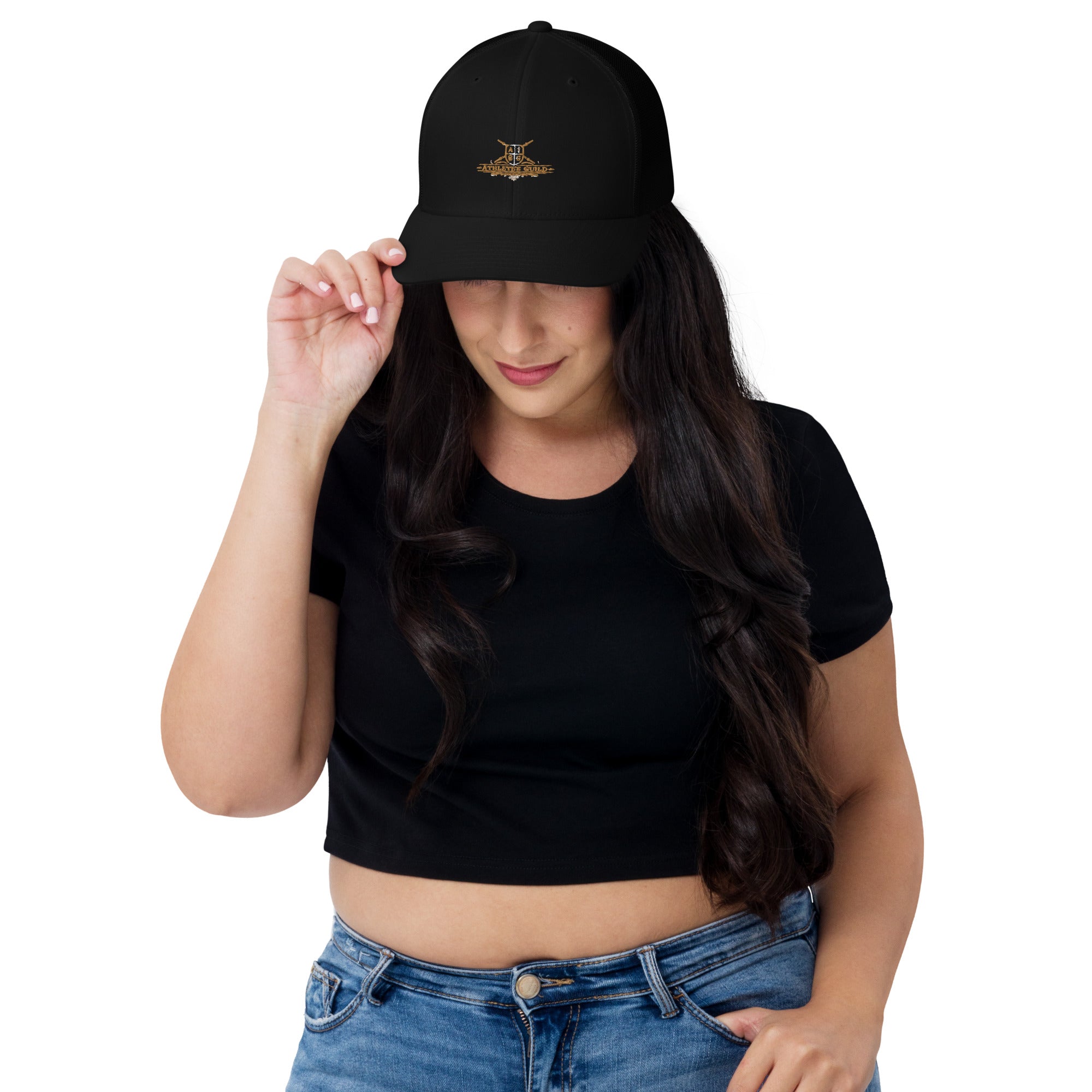 retro trucker hat black front