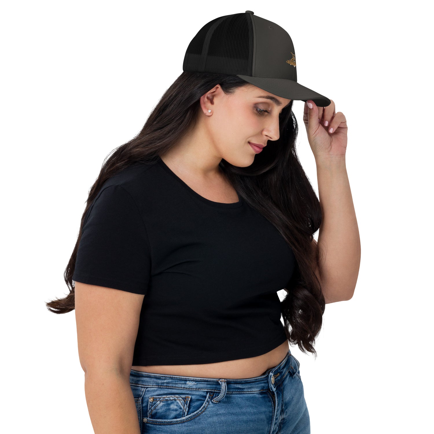 retro trucker hat charcoal black right