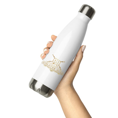 stainless steel water bottle tilt view