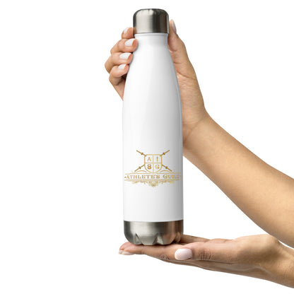 stainless steel water bottle tilt front logo view