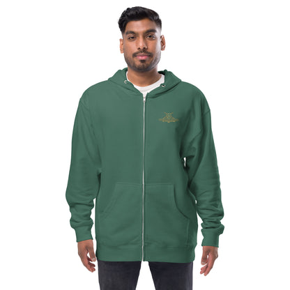 unisex fleece zip up hoodie alpine green front