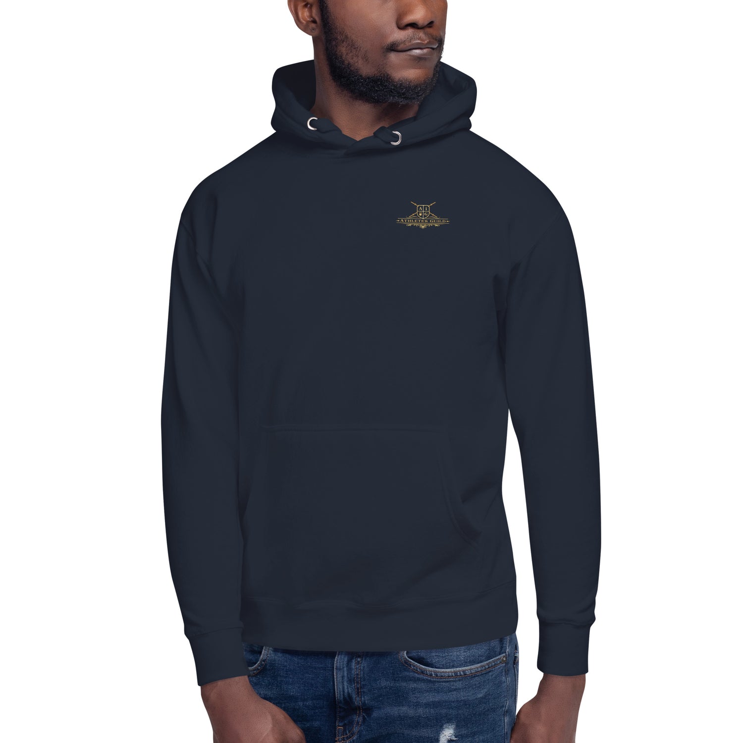 unisex premium hoodie navy blazer front