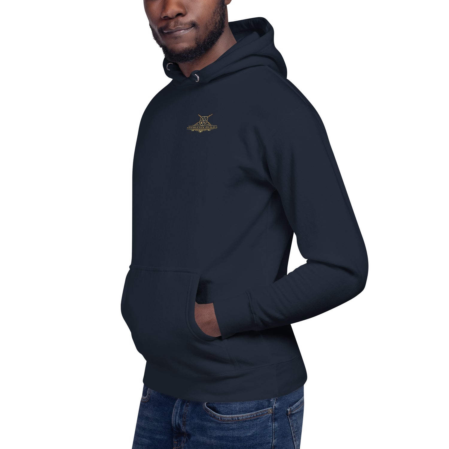 unisex premium hoodie navy blazer left front
