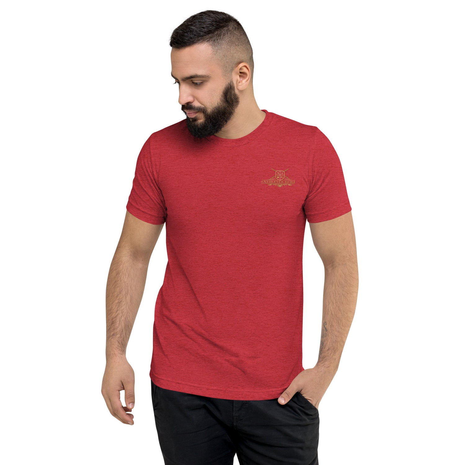 unisex tri blend t shirt red triblend front