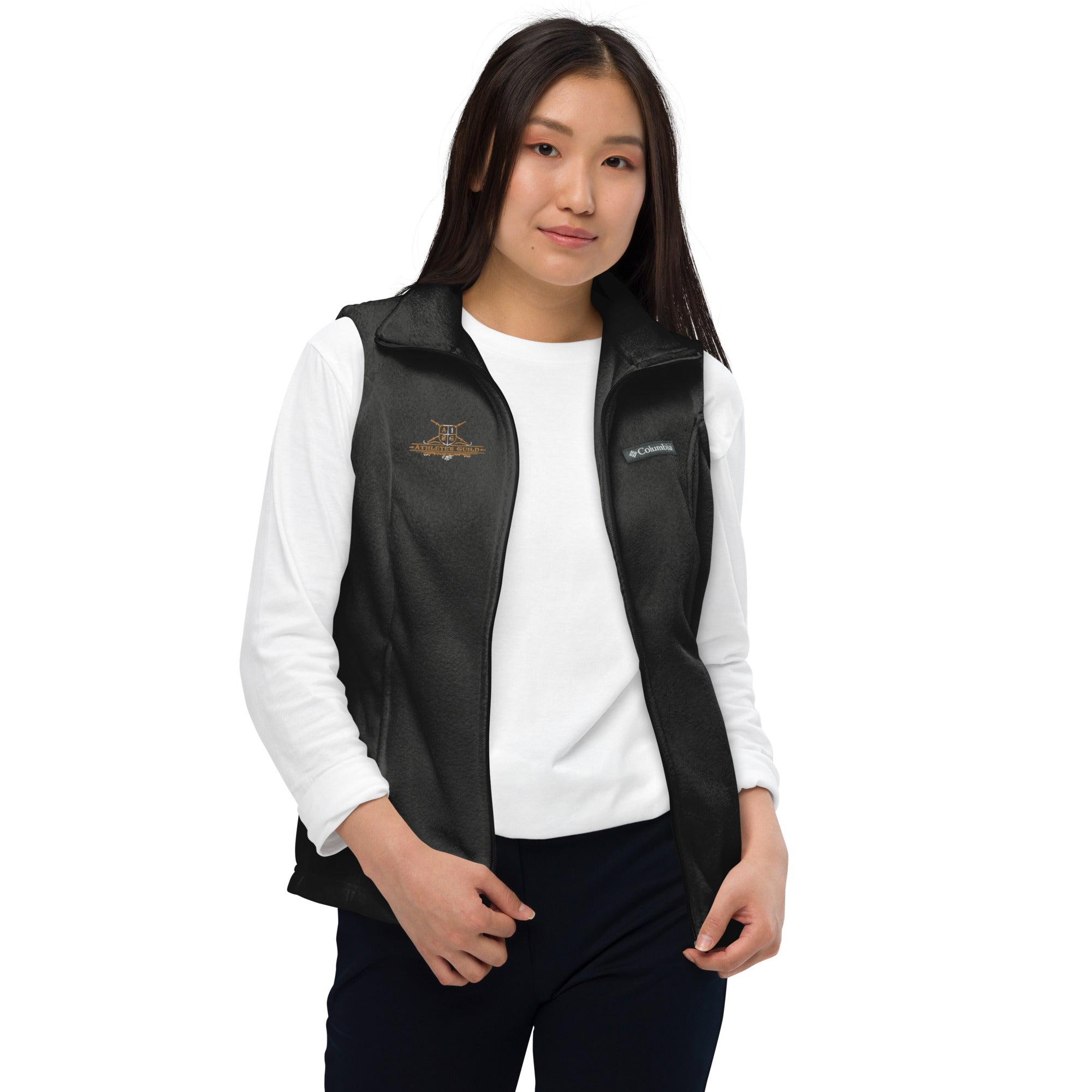 womens columbia fleece vest charcoal heather front