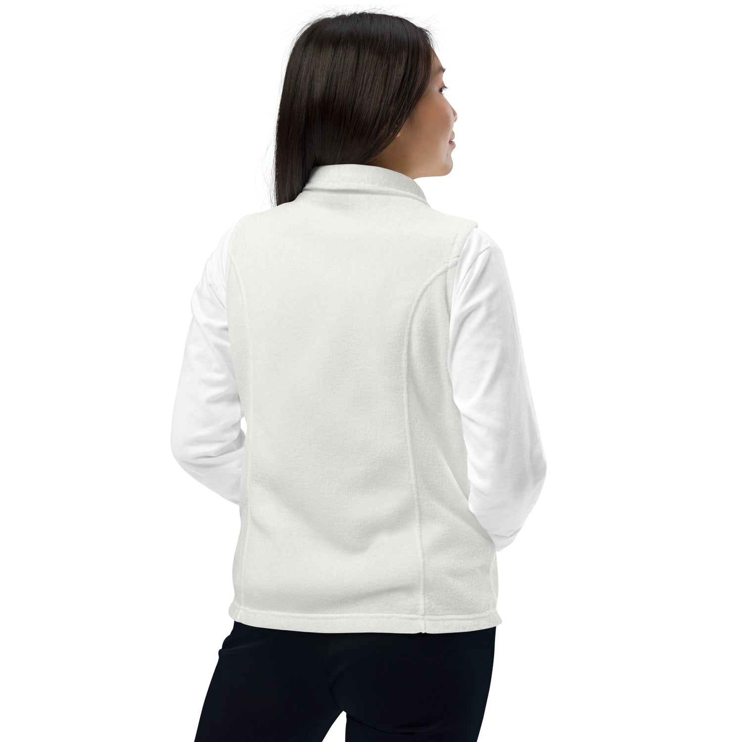 womens columbia fleece vest sea salt back