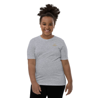 youth staple tee athletic heather front