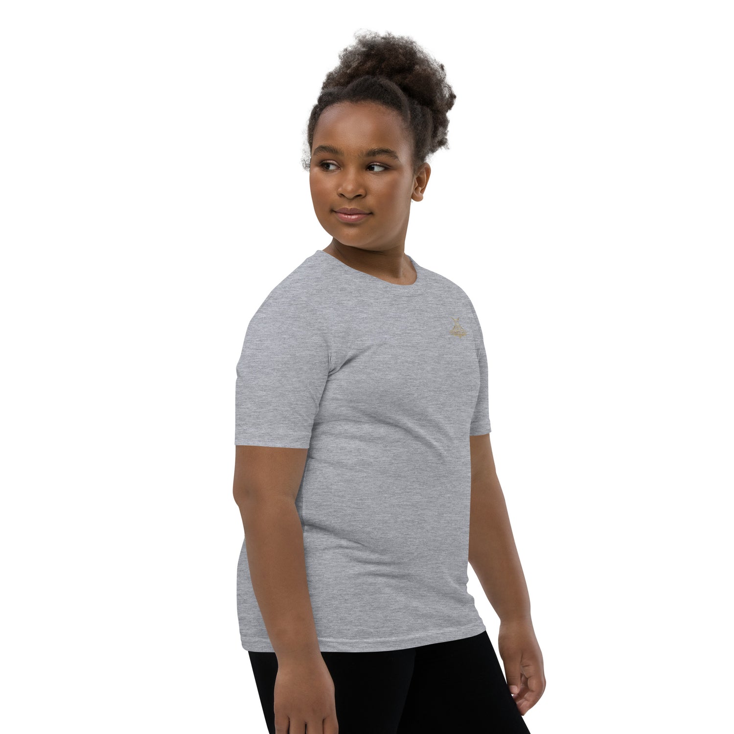 youth staple tee athletic heather right front